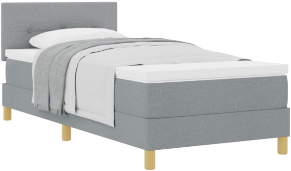 vidaXL Boxspringbett mit Matratze Hellgrau 90 x 200 cm Stoff 3338888