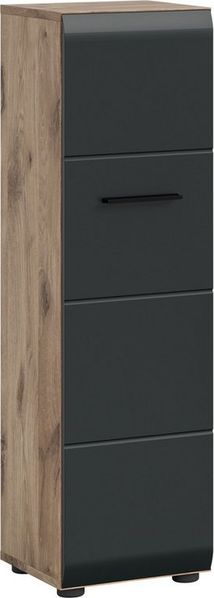 furnling Badkommode Ivy (1 St), 1 Tür, 4 Fächer, Höhe 106 cm, Nox Oak/schwarz matt