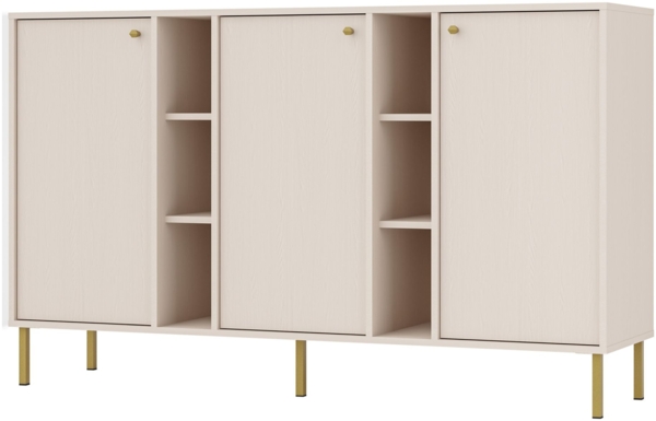 Selsey 'Oktio' Sideboard 3-türig mit Regalen, sandbeige, ca. 95 x 158 x 41 cm