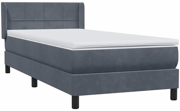 vidaXL Boxspringbett mit Matratze Dunkelgrau 90x220 cm Samt 3318142 Bild 4