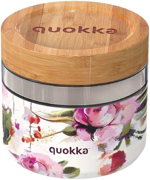 Glas-Lunchbox mit Bambusdeckel – auslaufsicher, rutschfest, 820 ml Blumen