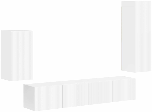vidaXL TV-Schrankset Wandmontiert 4 pcs Hochglanz Weiß Holzwerkstoff 3409010