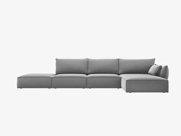Micadoni Ecksofa Kaelle 5-Sitzer Rechts Samt Bluvel Grau
