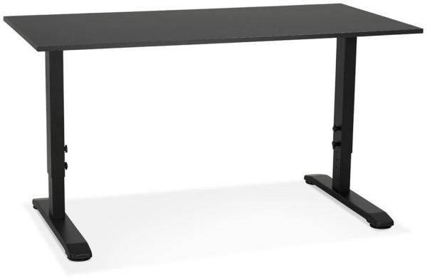 Kadima Design Schreibtisch höhenverstellbar | 140x70 cm | Schwarz Kompakt Ergonomisch | Computertisch Holz-Metall