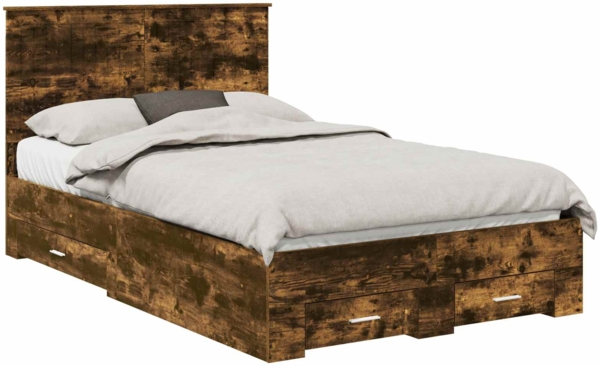 vidaXL Bettrahmen Geräucherte Eiche 120x200 cm Holzwerkstoff 3411327