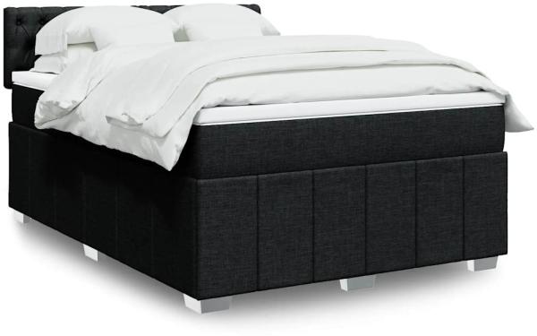 vidaXL Boxspringbett mit Matratze Schwarz 140x190 cm Stoff 3287072