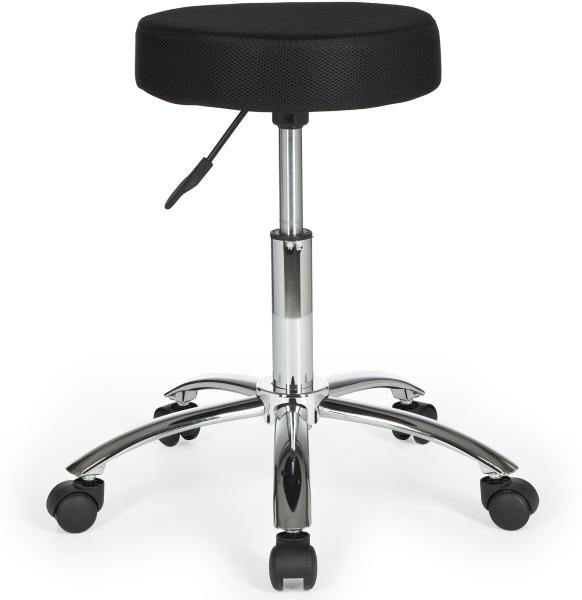 Kadima Design Ergonomischer Rollhocker "Arno" mit gepolsterter Sitzfläche, 360° drehbar, bis 100 kg. Schwarz, 55x55x70 cm