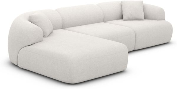 Samtstoff Ecksofa Monteluna L Form - Bouclestoff - pearl - Links