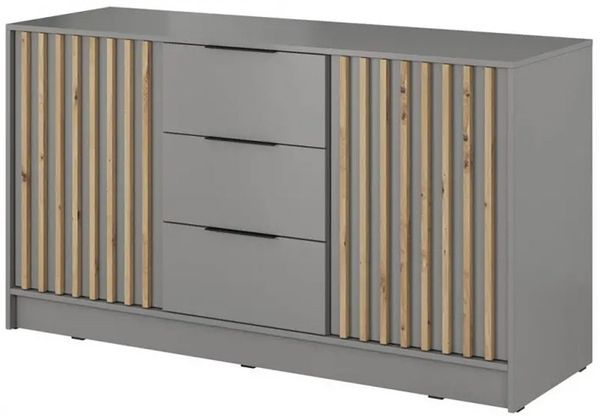 Bettso 'NELLY' Kommode mit Lamellen, Holzwerkstoff Grau 86x45x155 cm