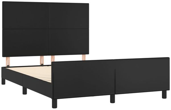 Doppelbett, Polsterbett mit Kopfteil Kunstleder Schwarz 140x200 cm Bild 4