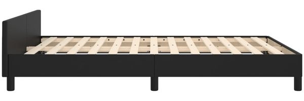 Doppelbett, Polsterbett mit Kopfteil Kunstleder Schwarz 140x200 cm Bild 7