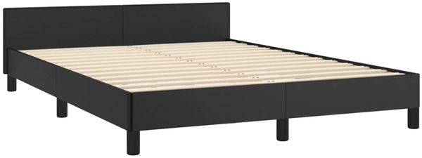 Doppelbett, Polsterbett mit Kopfteil Kunstleder Schwarz 140x200 cm Bild 5