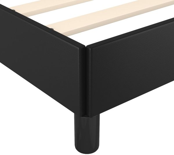 Doppelbett, Polsterbett mit Kopfteil Kunstleder Schwarz 140x200 cm Bild 8