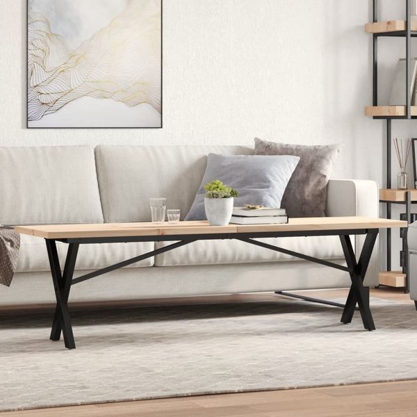 vidaXL Couchtisch X-Gestell 160x40x45,5 cm Massivholz Kiefer Stahl 3282756
