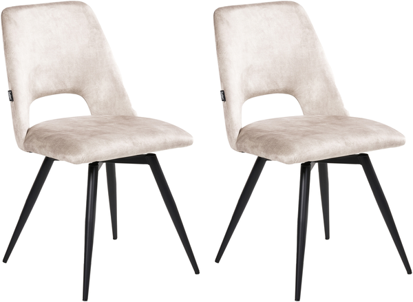 Esszimmerstuhl 2er Set drehbar HALLETT Samtstoff Hellbeige