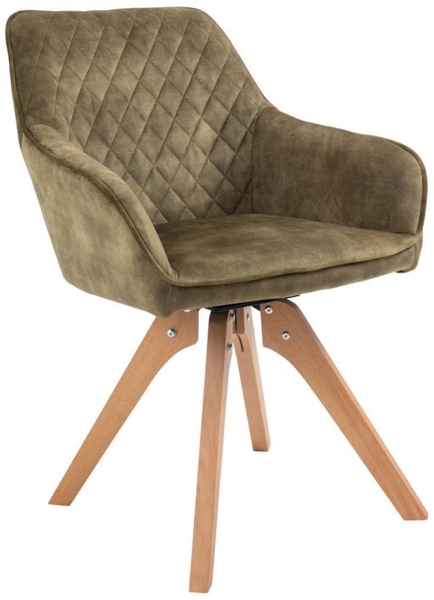 Stuhl Armlehnstuhl Grün Natur Drehbar