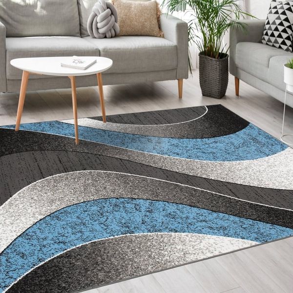 Mazovia Designteppich Modern Teppich Kurzflor Wohnzimmerteppich Robust und pflegeleicht GRAU, 120x170 cm, Fußbodenheizung,Allergiker geeignet,Farbecht,Pflegeleicht,Geometrisch
