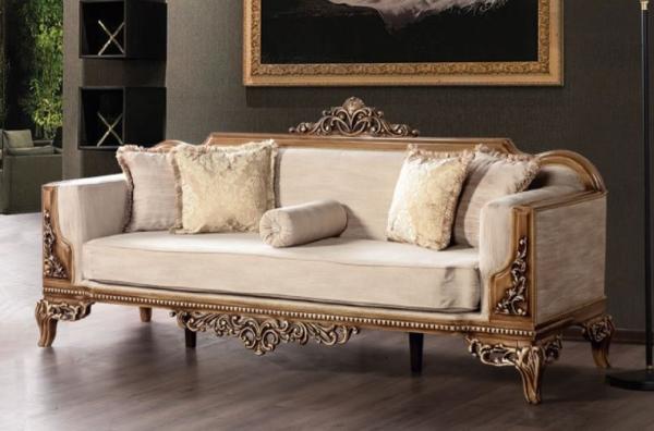 Casa Padrino Luxus Barock Sofa Grau / Braun - Prunkvolles Wohnzimmer Sofa im Barockstil - Barock Wohnzimmer Möbel - Edel & Prunkvoll