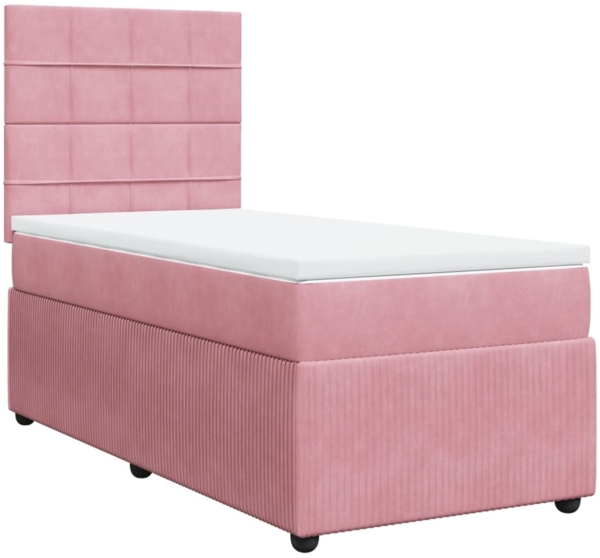 vidaXL Boxspringbett mit Matratze Rosa 90x200 cm Samt 3292243