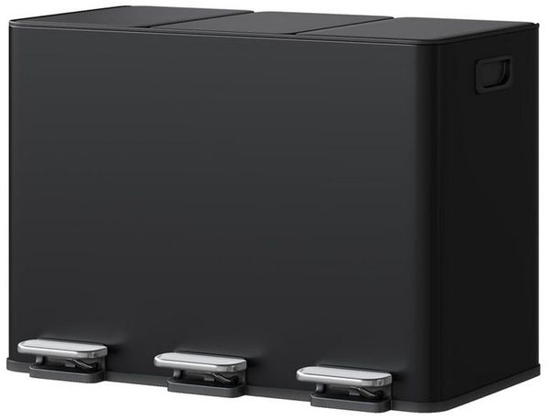 GarveeMore Mülleimer Edelstahl-Trittmülleimer für die Küche 45 L (3 × 15 L) 3 Fächer