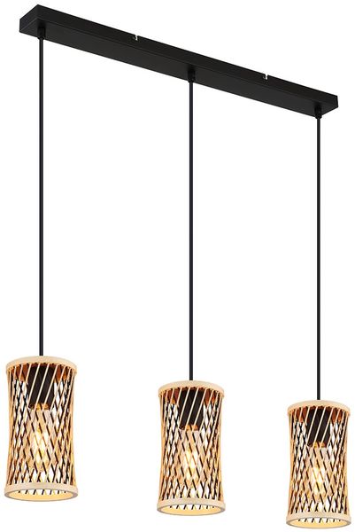 LED Hängeleuchte, schwarz, Bambus, 3-flammig, L 72 cm