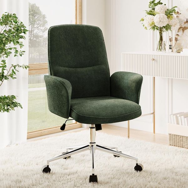 COLAMY High Back Shell-förmigen Bürostuhl, Moderne ergonomische Home Computer Schreibtischstuhl mit Einstellbarer Höhe, Swivel Rolling Lounge Task Chair für Erwachsene Arbeiten/entspannen, Grün
