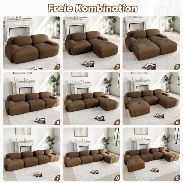Modulares Ecksofa H 75 x T 298 x B 178 cm aus Cordstoff, rahmenlos, ergonomisch Bild 4