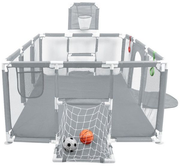 JEOBEST Laufgitter Laufstall Baby 180x120 cm, Laufstall mit atmungsaktivem Netz, große Sicherheitsspielplatz, mit Balls y Pull Rings
