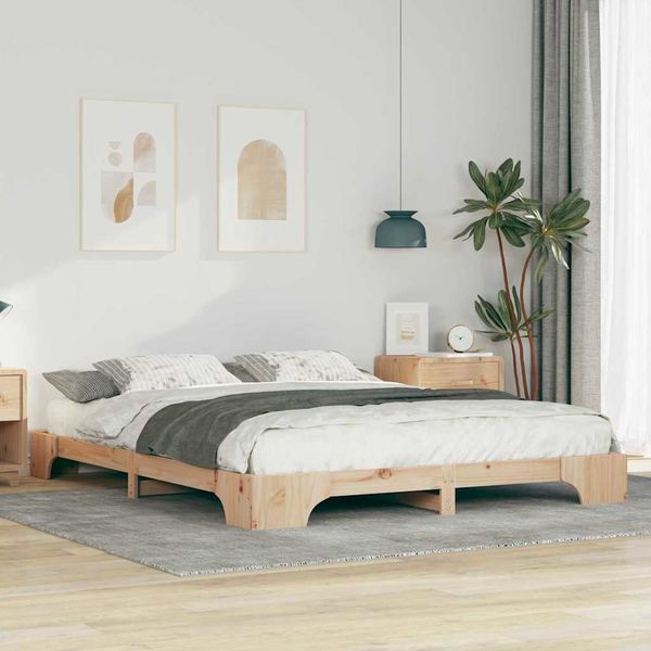 vidaXL Bettrahmen Braun 160 x 220 cm Massives Kiefernholz 872923