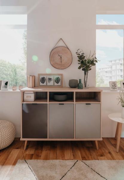 Finori 'EPIK 51' Sideboard, Kommode, Elegance Endgrain / Grau, ca. 120 cm