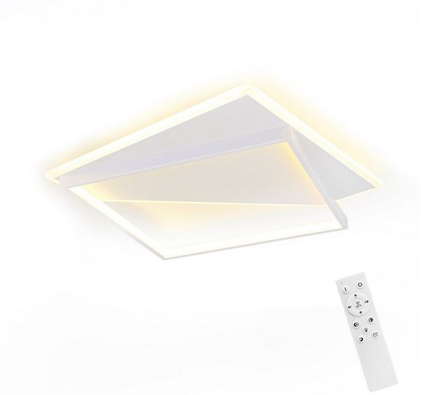 Nettlife LED Deckenleuchte Schwarz Modern 40W Dimmbar mit Fernbedienung Deckenbeleuchtung, Verzögerte Abschaltung + Nachtlicht, LED fest integriert, für Wohnzimmer Schlafzimmer Küche Esszimmer Flur Treppenhaus