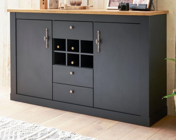 Sideboard Ribera in grau und Eiche Wotan Landhaus 169 cm