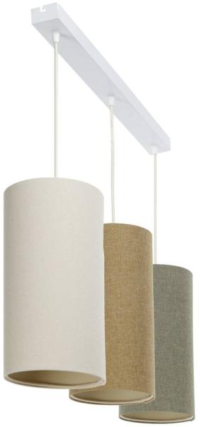 BPS Koncept 0T0-L3-010 Hängeleuchte BOHO ELEGANT E27 3x40W Stoff strukturiert auf PVC-Kunststoff beige, weiß, grau H:102cm Ø15cm dimmbar