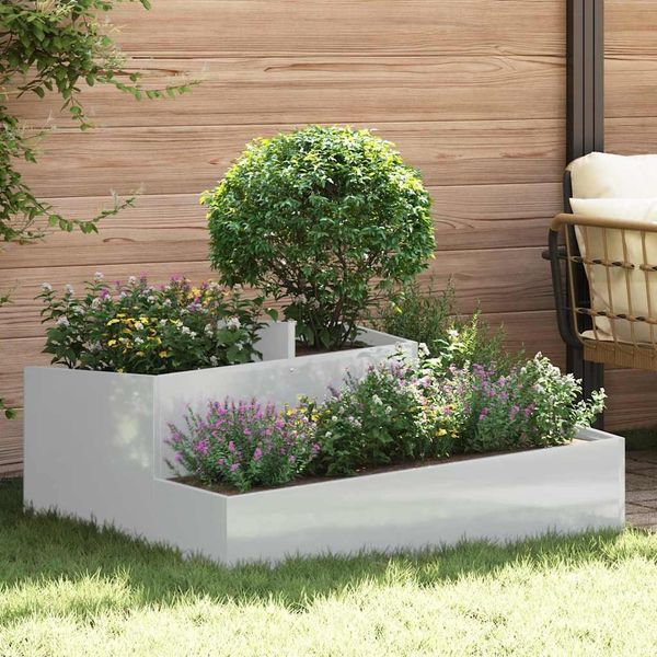 vidaXL Garten-Pflanzgefäß Silber 100 x 100 x 50 cm Verzinkter Stahl 873590