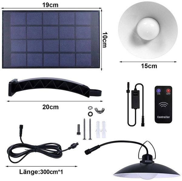 Rosnek LED Außen-Deckenleuchte 1/2/3/4 Kopf, Solar, Vintage, für Shop Hof Garage Verandatür, Warmweiß, Weiß, Fernbedienung, wasserdicht