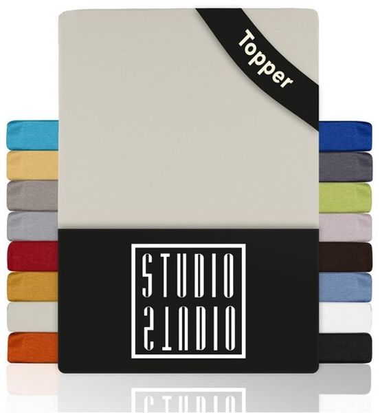 STUDIO Spannbettlaken Basic Topper, viele Größen, 100% Baumwolle, OEKO-TEX 100, Jersey, Baumwolle, Gummizug: rundum, (1 Stück), 90x200 cm Topper Spannbetttuch bis 14 cm Höhe - Schnee Bild 4