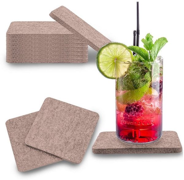 wortek Getränkeuntersetzer Filz-Untersetzer Eckig für Gläser 8er Tischset, Zubehör für Tisch & Gläser, Set, 8-tlg, cm