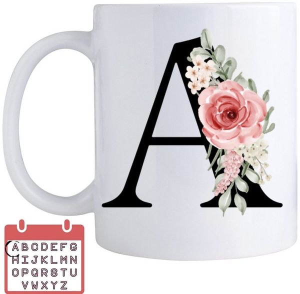 Giftandprint Tasse personalisiert mit Anfangsbuchstabe Monogramm Geburtstag Geschenk Frau, Geschenke für Frauen, Spülmaschinengeeignet, Mit Geschenkbox