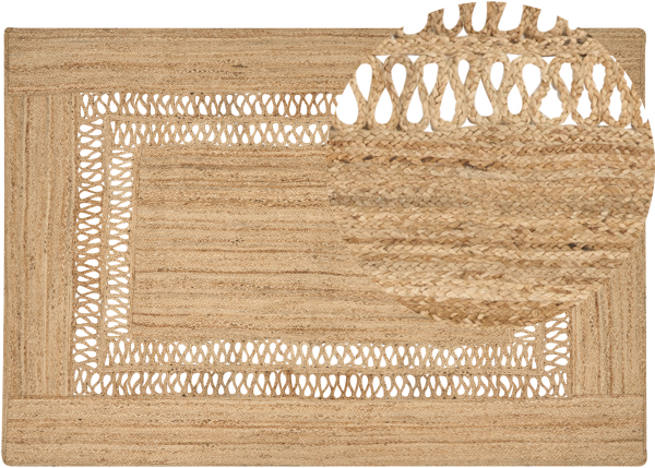 Teppich Jute beige 160 x 230 cm geometrisches Muster Kurzflor YENIKOY