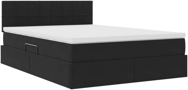 vidaXL LED-Speicherbett mit Matratze Schwarz 140 x 200 cm Samt 3371399 Bild 6
