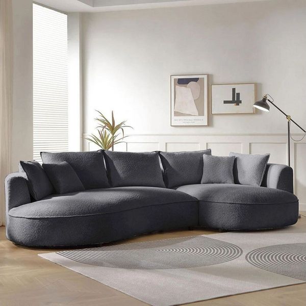 Skye Decor Ecksofa, Großes L Sofa mit Bouclé-Bezug – 30 DNS Schaum, pflegeleicht