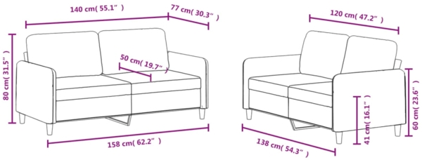 vidaXL 2-tlg. Sofagarnitur Rosa Samt 3201977 Bild 6