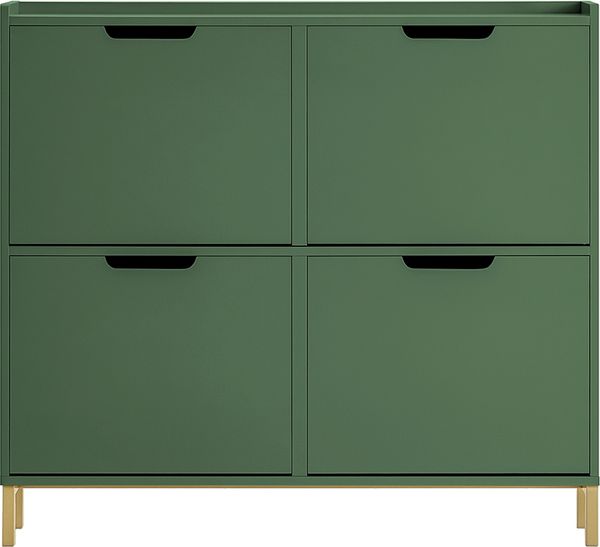SoBuy FSR100-SY Schuhschrank, MDF, Lackiert, Dunkelgrün, 100 x 91 x 19 cm