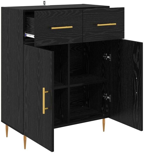 Sideboard, Kommode Schwarz Eichen-Optik 69,5 x 34 x 90 cm Holzwerkstoff Bild 5