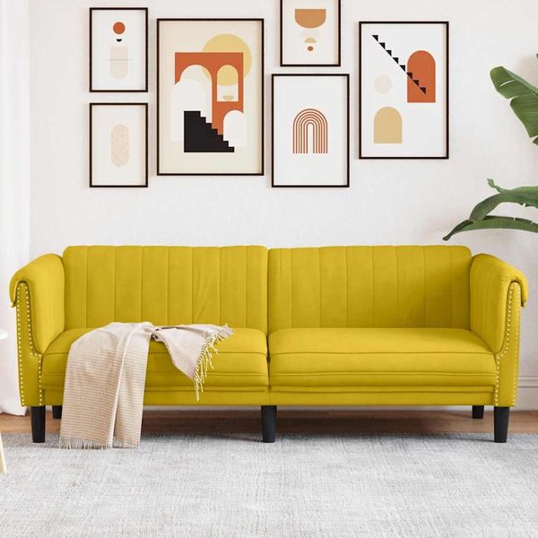 vidaXL Sofa 3-Sitzer Gelb Samt 372591