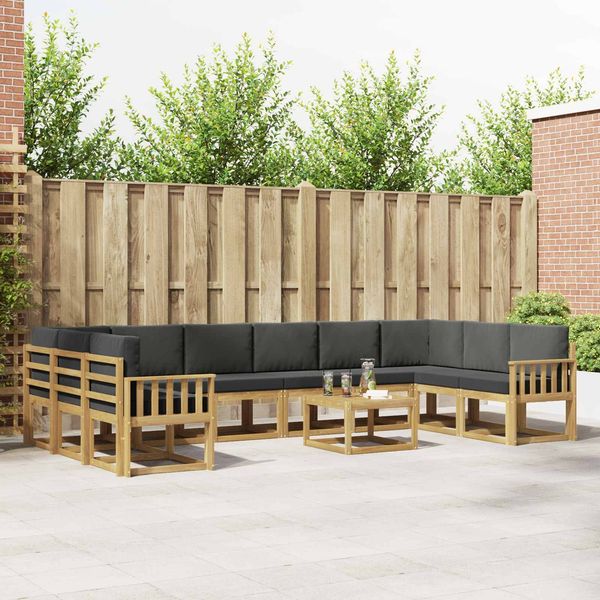 vidaXL Outdoor-Sofagarnitur mit Kissen 11 pcs Weiß und Anthrazit 3388321