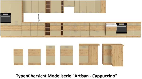 Küche Artisan Cappuccino 230 + 120 Küchenzeile Hochglanz Küchenblock Einbauküche Bild 8