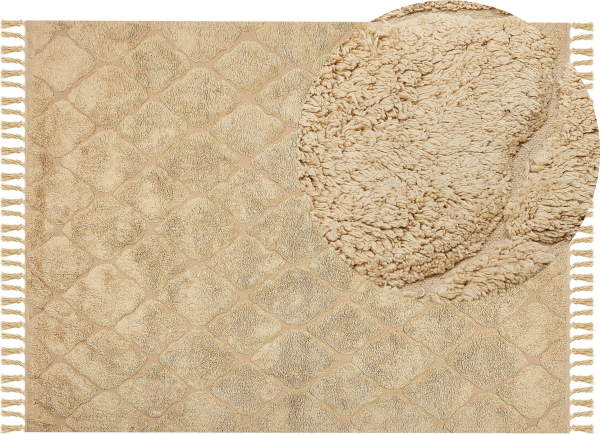 Teppich Baumwolle sandbeige 160 x 230 cm geometrisches Muster Kurzflor SANLIURFA