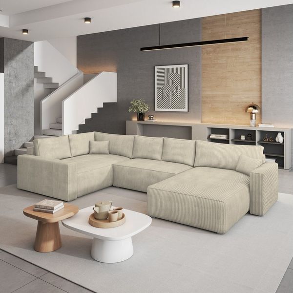 Masseno Ecksofa VELAMI mit Schlaffunktion U-Form, Sofa mit Bettkasten
