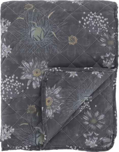 Chic Antique - Decke Quilt Wohndecke 180x130cm Grau mit Blumenmuster 16114711